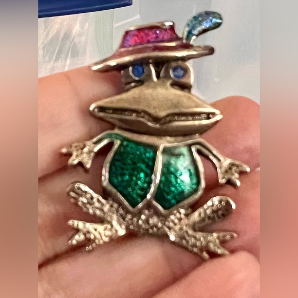Jewelry - Colorful Frog Brooch or pendant with Hat NWT